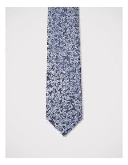 Textured Floral Tie in Navy