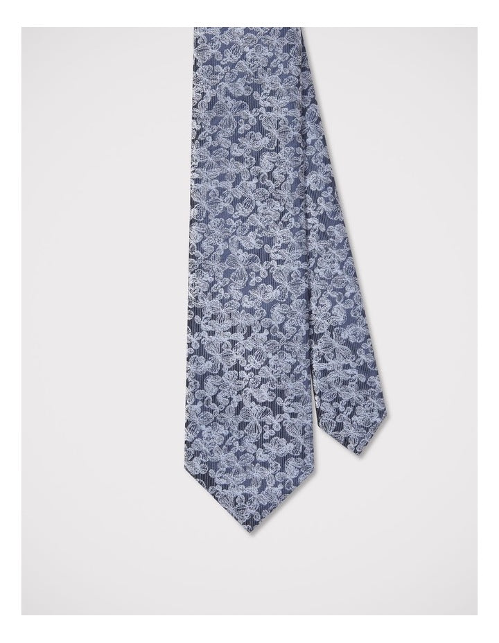 Textured Floral Tie in Navy
