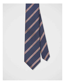 Diagonal Stripe Tie in Navy