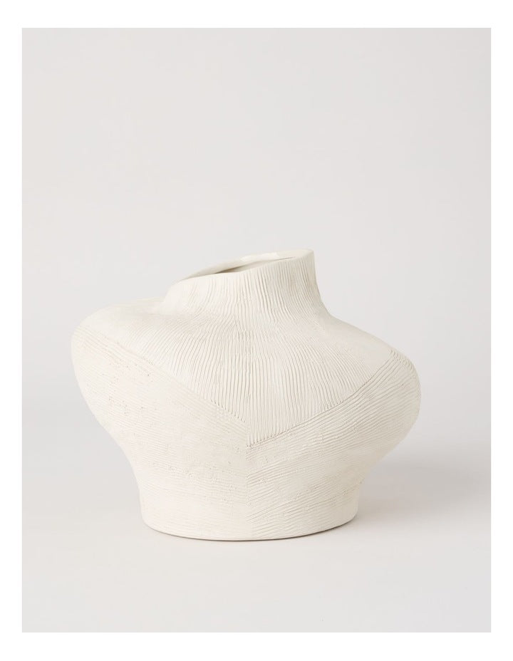 Rowan Textured Ceramic Vase 18cm in Beige