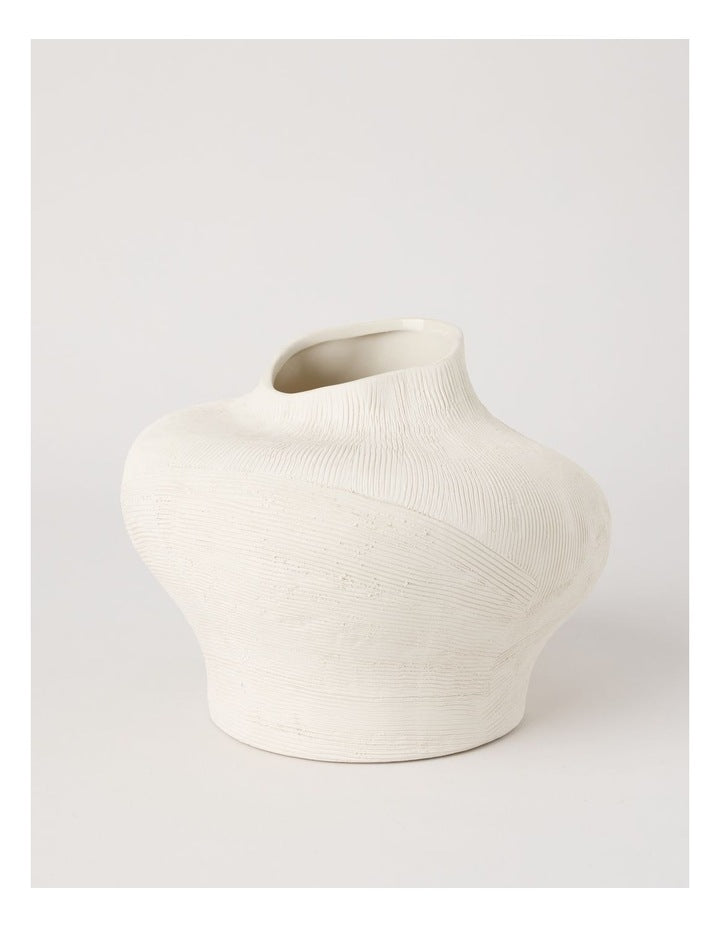 Rowan Textured Ceramic Vase 18cm in Beige