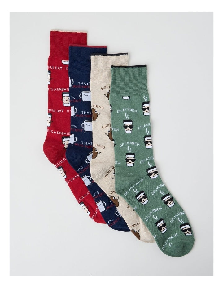 4 Pack Coffee Brew Socks