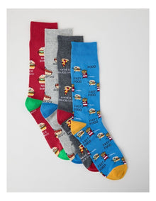 4 Pack Fast Food Socks
