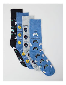 4 Pack Gamer Socks