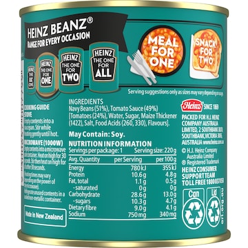 Heinz Beanz Canned Baked Beans In Tomato Sauce Breakfast 220g