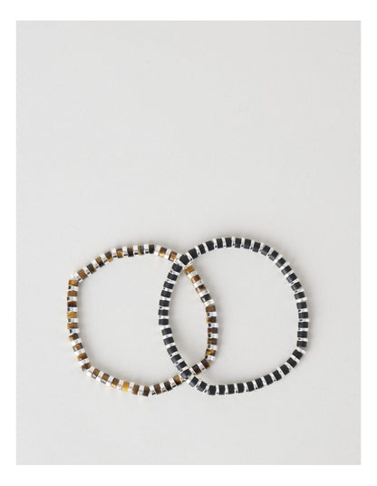 Semi Precious Bead Bracelet 2 Pack in Multi