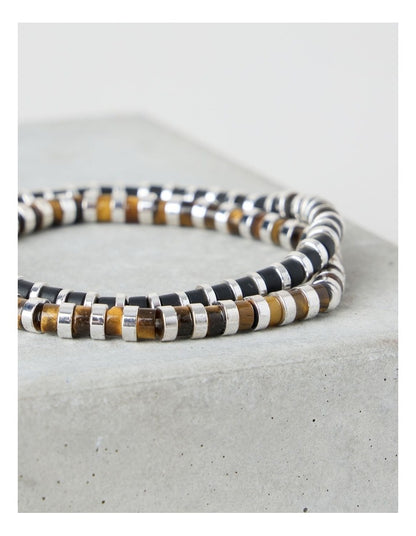 Semi Precious Bead Bracelet 2 Pack in Multi