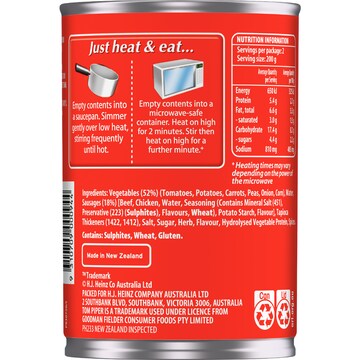 Tom Piper Sausages & Vegetables Canned Meal 400g