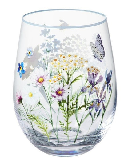 Fluttering Meadow Stemless Wine Glass 550ML Set of 2 Gift Boxed