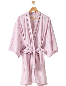 Monday Stripe Cotton Sateen Short Robe In Lilac