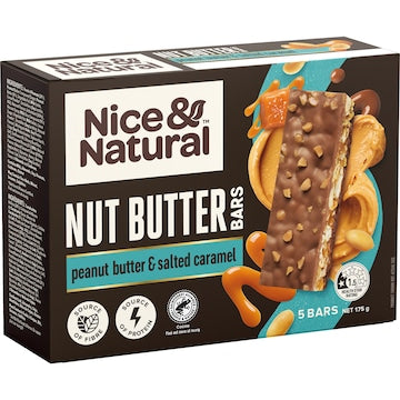 Nice & Natural Nut Butter Bars Peanut Butter & Salted Caramel 5 pack