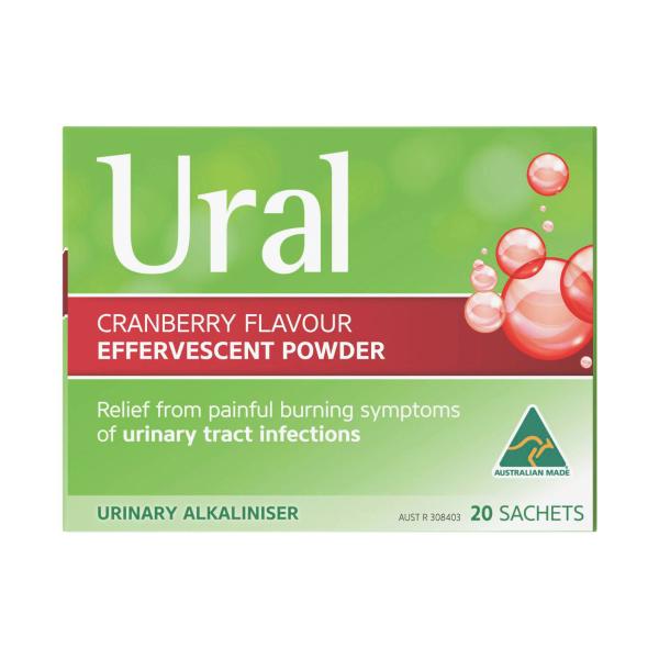 URAL CRANBERRY FLAVOUR FOR UTI SYMPTOMS RELIEF SACHETS 20 PACK