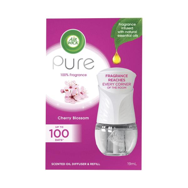 AIR WICK PURE SCENTED OIL DIFFUSER & REFILL CHERRY BLOSSOM 19ML