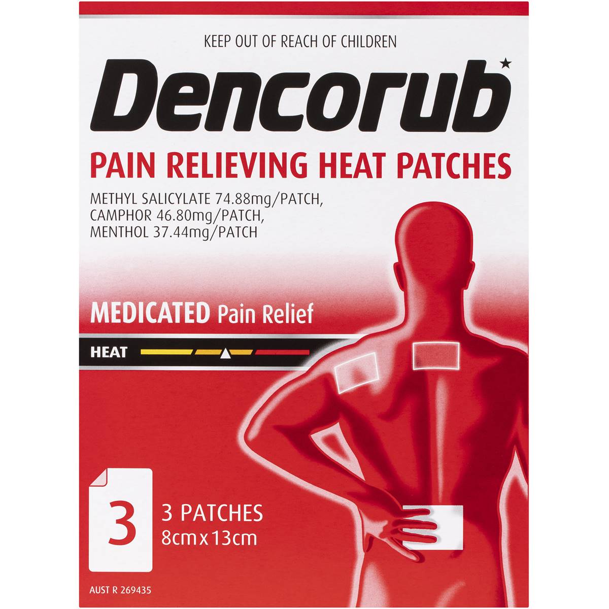 Dencorub Heat Patch Pain Relief 3 Pack