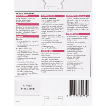 Dencorub Heat Patch Pain Relief 3 Pack