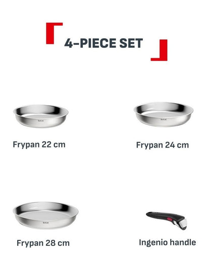 Ingenio Emotion+ Induction Stainless Steel Non-Stick 4pc Frypan Set