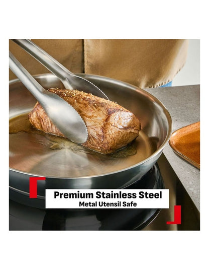 Ingenio Emotion+ Induction Uncoated Stainless Steel 4pc Frypan Set
