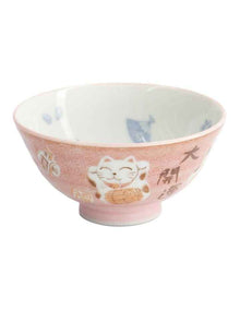 Kawaii Rice Bowl 11.5x6cm Cat Neko Fortune Pink