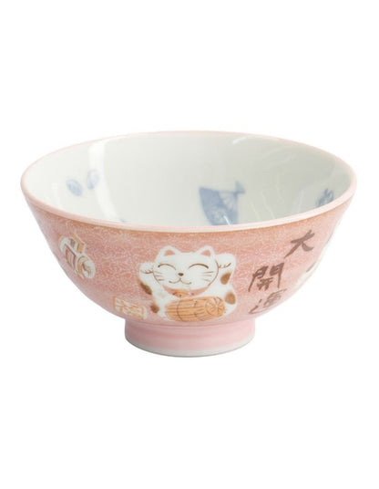 Kawaii Rice Bowl 11.5x6cm Cat Neko Fortune Pink