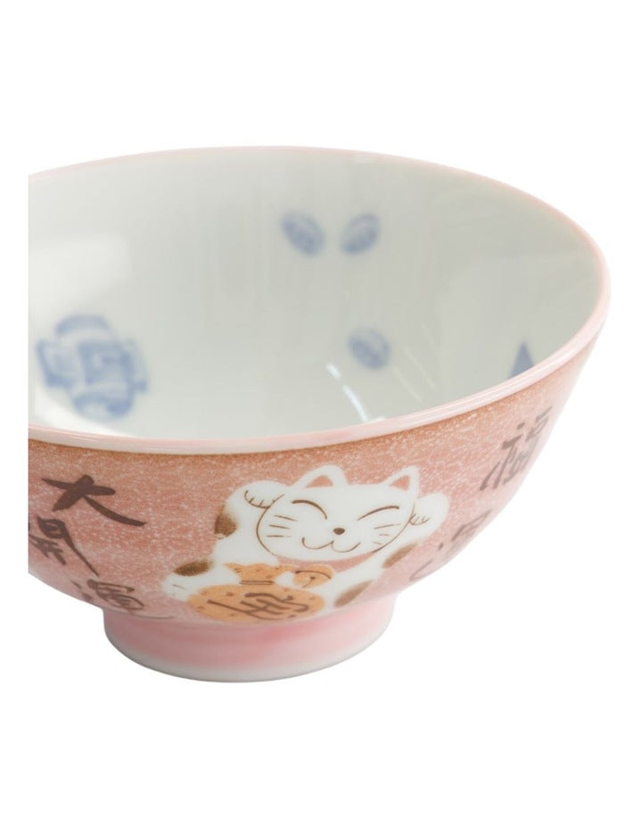Kawaii Rice Bowl 11.5x6cm Cat Neko Fortune Pink