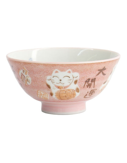 Kawaii Rice Bowl 11.5x6cm Cat Neko Fortune Pink