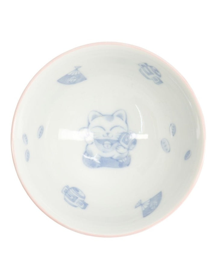 Kawaii Rice Bowl 11.5x6cm Cat Neko Fortune Pink