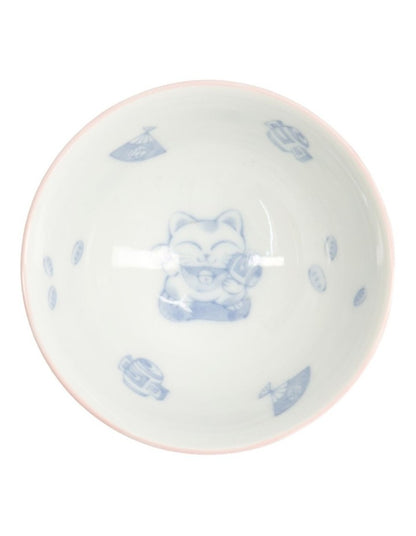 Kawaii Rice Bowl 11.5x6cm Cat Neko Fortune Pink