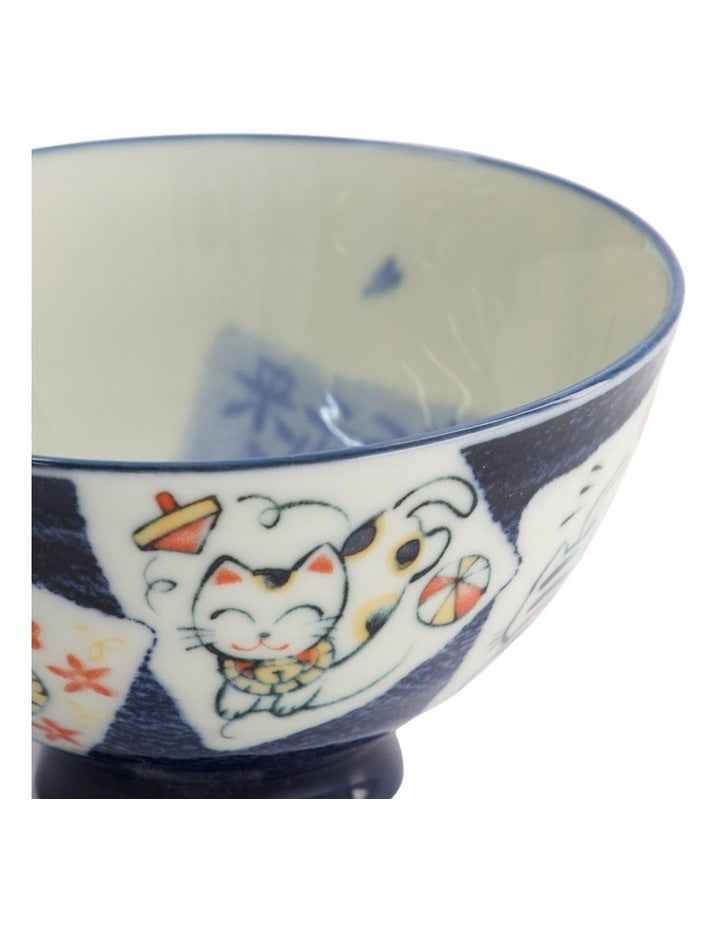 Kawaii Rice Bowl 11x6cm Cat Neko Card Blue