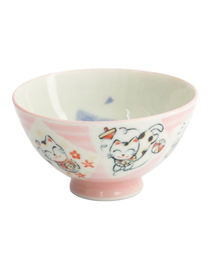Kawaii Rice Bowl 11.5x6cm Cat Neko Card Pink