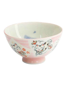 Kawaii Rice Bowl 11.5x6cm Cat Neko Card Pink