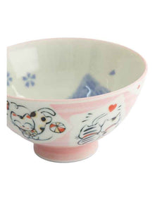 Kawaii Rice Bowl 11.5x6cm Cat Neko Card Pink