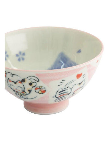 Kawaii Rice Bowl 11.5x6cm Cat Neko Card Pink