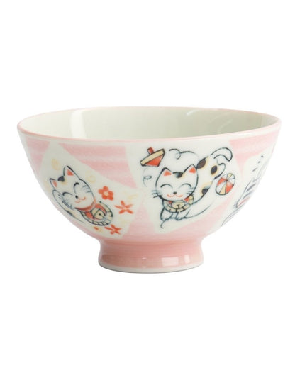 Kawaii Rice Bowl 11.5x6cm Cat Neko Card Pink