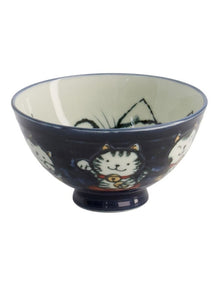 Kawaii Rice Bowl 11.5x6cm Cat Neko Meow Blue