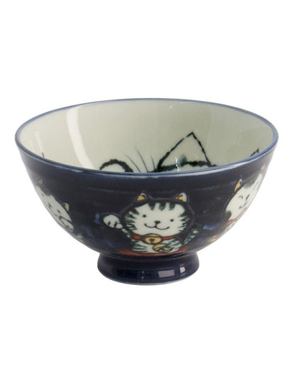 Kawaii Rice Bowl 11.5x6cm Cat Neko Meow Blue