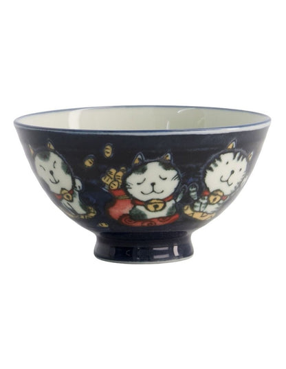 Kawaii Rice Bowl 11.5x6cm Cat Neko Meow Blue