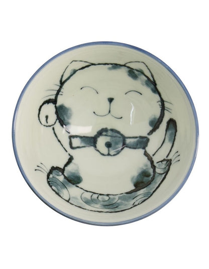 Kawaii Rice Bowl 11.5x6cm Cat Neko Meow Blue