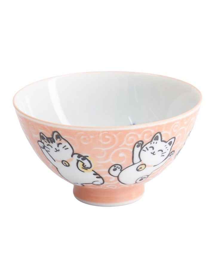 Kawaii Rice Bowl 11.5x6cm Cat Neko Fish Pink
