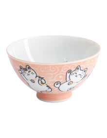 Kawaii Rice Bowl 11.5x6cm Cat Neko Fish Pink