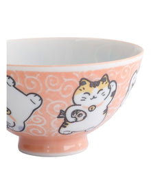 Kawaii Rice Bowl 11.5x6cm Cat Neko Fish Pink