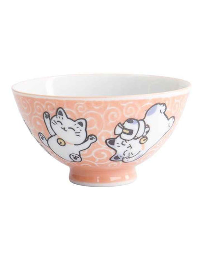 Kawaii Rice Bowl 11.5x6cm Cat Neko Fish Pink