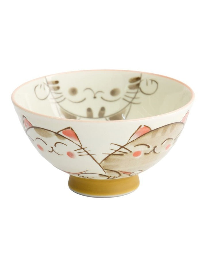 Kawaii Rice Bowl 11.5x6cm Cat Neko White