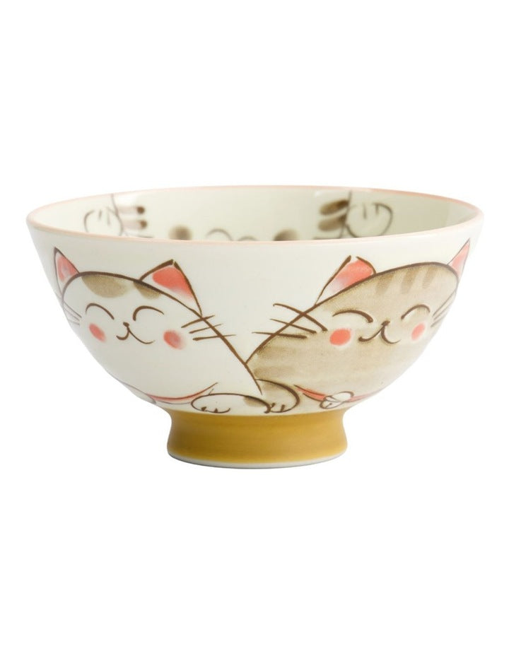 Kawaii Rice Bowl 11.5x6cm Cat Neko White