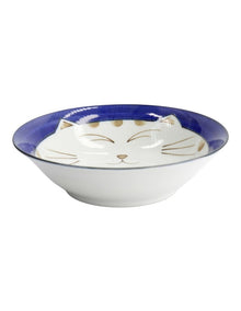 Kawaii Neko Cat Bowl 16.5x5cm Blue
