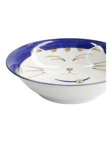 Kawaii Neko Cat Bowl 16.5x5cm Blue