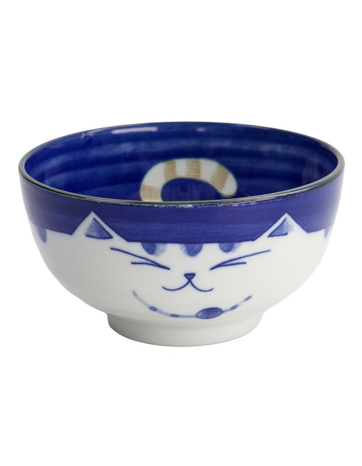 Kawaii Neko Cat Bowl 16x8.5cm Blue