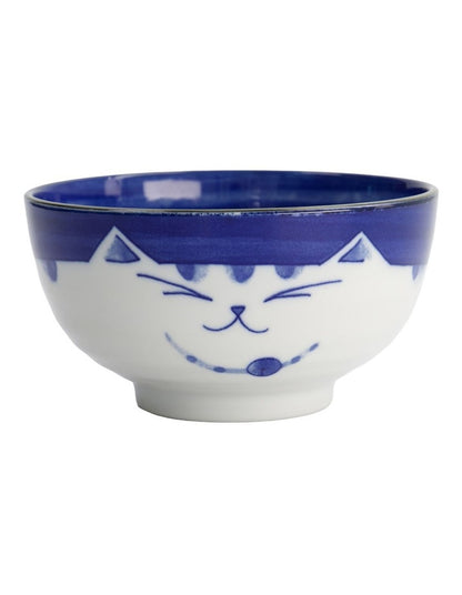 Kawaii Neko Cat Bowl 16x8.5cm Blue