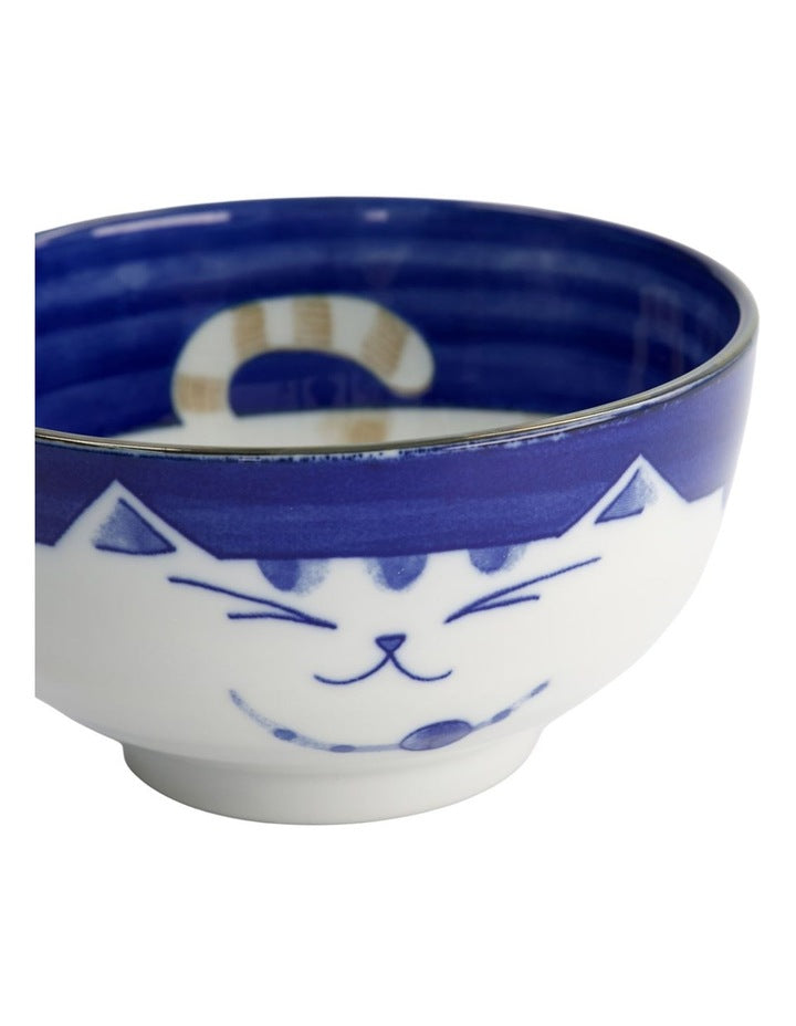 Kawaii Neko Cat Bowl 16x8.5cm Blue