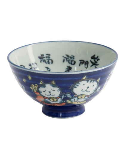 Kawaii Rice Bowl 11.5x6cm Cat Neko Blessed Blue