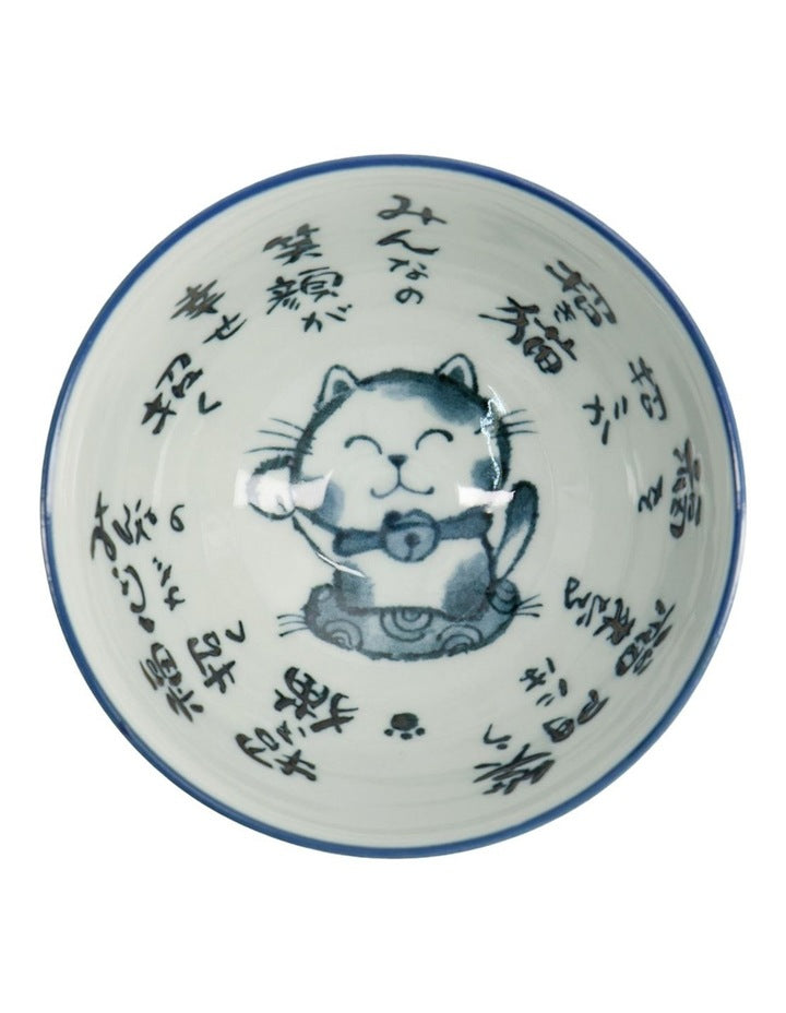 Kawaii Rice Bowl 11.5x6cm Cat Neko Blessed Blue
